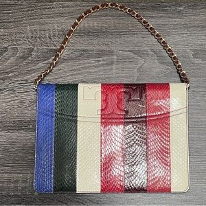 Tory Burch Multicolor Snakeskin Striped Handbag